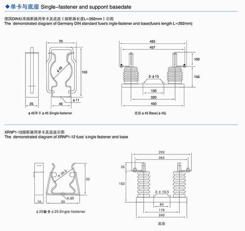 top and bottom of fuse and fuse base of sf6 circuit cabinet 1